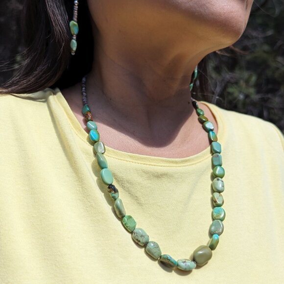 Navajo Turquoise Bead Necklace Earring Set Handmade‎ Native American Jewelry*** - Picture 7 of 12
